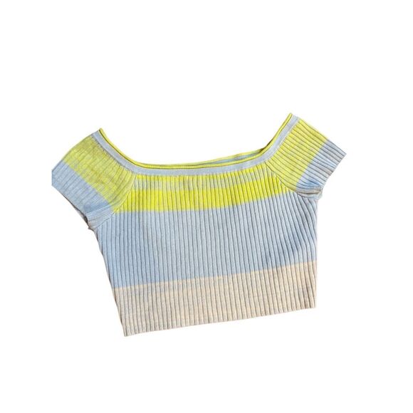 Daily Practice by Anthropologie Tuvalu Cropped Sweater Sz XS Green Blue - Picture 6 of 10